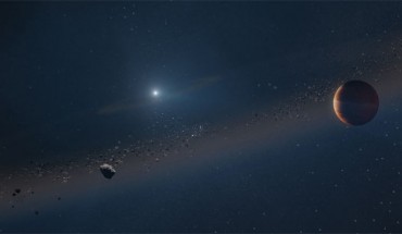 An artist’s rendition of the MOA-2010-BLG-477Lb exoplanet and its white-dwarf host. Image credit: W.M. Keck Observatory / Adam Makarenko.