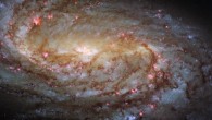 This Hubble image shows the barred spiral galaxy NGC 2903. The color image is a composite of separate exposures acquired by Hubble’s ACS and WFC3 instruments. Six filters were used to sample various wavelengths. The color results from assigning different hues to each monochromatic image associated with an individual filter. Image credit: NASA / ESA / Hubble / L. Ho / J. Lee / PHANGS-HST Team.