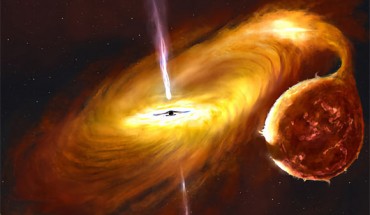 An artist’s impression of the binary system MAXI J1820+070. Image credit: John Paice.
