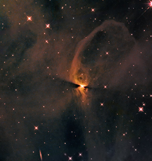 This Hubble image shows a protostar called J1672835.29-763111.64. Image credit: NASA / ESA / Hubble / T. Megeath, University of Toledo / K. Stapelfeldt, NASA’s Jet Propulsion Laboratory / Gladys Kober, NASA / Catholic University of America.