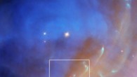 Hubble captured a bright jet (orange object at the bottom center of the image) from the protostar Parengo 2042 in this image of NGC 1977. Image credit: NASA / ESA / Hubble / J. Bally, University of Colorado at Boulder / Gladys Kober, NASA & Catholic University of America.