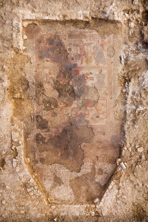 Aerial view of the Rutland mosaic. Image credit: Historic England Archive.