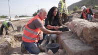 Dr. Dina Avshalom-Gorni and Dr. Yehuda Guvrin in the 2,000-year-old synagogue unearthed in Magdala, Israel, in 2021. Image credit: University of Haifa / Yoli Schwartz, Israel Antiquities Authority.