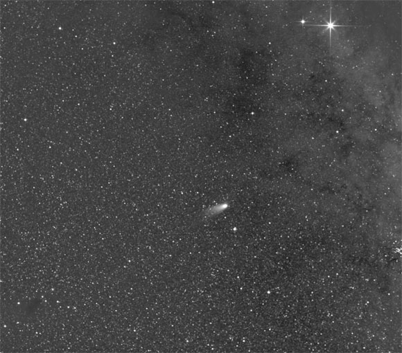 This image, captured by the SoloHI instrument onboard the ESA/NASA Solar Orbiter, shows the comet Leonard. Image credit: ESA / NASA / NRL / SoloHI.