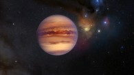 This artist’s impression shows an example of a free-floating planet with the Rho Ophiuchi cloud complex visible in the background. Image credit: ESO / M. Kornmesser.