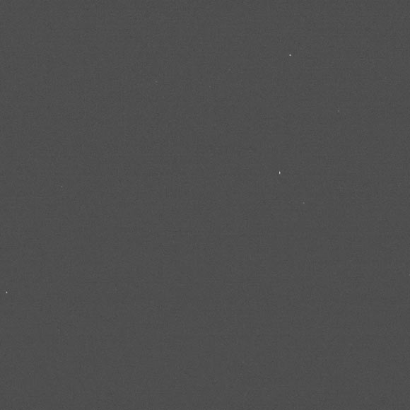 On December 7, 2021, after opening the circular door to its telescopic imager, DART captured this image of about a dozen stars near where the constellations Perseus, Aries and Taurus intersect. Image credit: NASA / Johns Hopkins Applied Physics Laboratory.