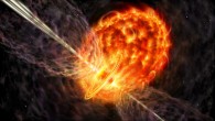 This artist’s impression shows a binary stellar system at the start of a common envelope phase. Image credit: Danielle Futselaar, artsource.nl.