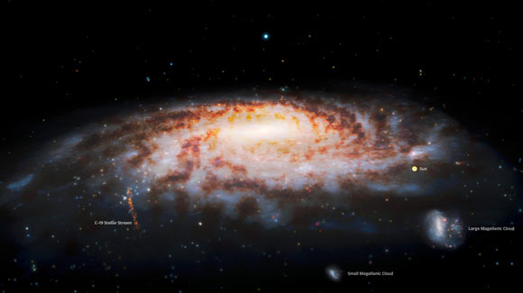 C-19 is a grouping of stars in the Milky Way halo that share a common orbital motion around the Galaxy. Image credit: Gemini Observatory / NOIRLab / NSF / AURA / J. da Silva / Spaceengine / M. Zamani.