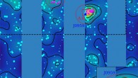 Density distribution of the 550 galaxies in the COSMOS UltraVISTA DR3 catalog (cyan circles). The two ultramassive galaxies, COS-DR3-179370 (in MAGAZ3NE J0959) and COS-DR3-160748 (in MAGAZ3NE J1000), are shown by blue and green stars, respectively. Image credit: McConachie et al., doi: 10.3847/1538-4357/ac2b9f.