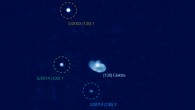 This image, taken by the SPHERE/IFS instrument on ESO’s Very Large Telescope in 2016, shows three satellites (S1 in red circle, S2 in green, and S3 in blue) of the main-belt asteroid (130) Elektra. Image credit: Berdeu et al., doi: 10.1051/0004-6361/202142623.