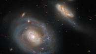This Hubble image shows the Arp 298 galaxy pair. The color image includes ultraviolet, optical and infrared observations from both Hubble’s WFC3 and ACS instruments. It is based on data obtained through seven filters. The color results from assigning different hues to each monochromatic image associated with an individual filter. Image credit: NASA / ESA / Hubble / A. Evans / R. Chandar.
