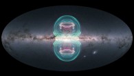 A visualization of the eRosita and Fermi bubbles. Image credit: ESA / Gaia / DPAC / CC BY-SA 3.0 IGO.