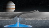 This artist’s conception shows how double ridges on the surface of Jupiter’s moon Europa may form over shallow, refreezing water pockets within the ice shell. Image credit: Justice Blaine Wainwright.