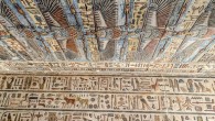 The ancient temple at Esna, Egypt: the flying vultures on the central section of the ceiling, with the northern crossbeam (architrave) behind. Image credit: Ahmed Emam / MoTA.