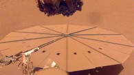 InSight captured this image of one of its dust-covered solar panels on April 24, 2022. Image credit: NASA / JPL-Caltech.