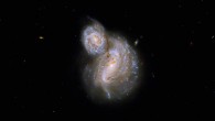 This Hubble image shows IC 4271, a pair of superimposed spiral galaxies some 800 million light-years away in the constellation of Canes Venatici. Image credit: NASA / ESA / B. Holwerda, University of Louisville Research Foundation, Inc. / G. Kober, NASA’s Goddard Space Flight Center / Catholic University of America.
