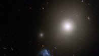 This Hubble image shows the elliptical galaxy NGC 541 and a star-forming peculiar galaxy called Minkowski’s object. Image credit: NASA / ESA / S. Croft, Eureka Scientific Inc. / Gladys Kober, NASA’s Goddard Space Flight Center / Catholic University of America.