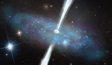 Growing, massive black holes reside in dwarf galaxies, where their radiation competes with the light of abundant young stars. Image credit: NASA / ESA / Hubble / M. Polimera.
