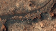 Billions of years ago, a river flowed across the Mawrth Vallis valley on Mars. Image credit: NASA / JPL Caltech / University of Arizona.