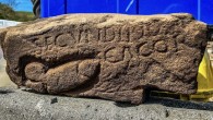 The ancient carved stone with the image of a phallus and graffiti found at the site of Vindolanda in Northumberland, England. Image credit: Vindolanda Trust.