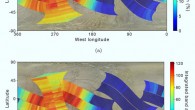 Map of sulfur dioxide (a) band depth and (b) band area for all four Hubble visits. Image credit: NASA / JPL / Bjorn Jonsson / Becker et al., doi: 10.3847/PSJ/ac69eb.
