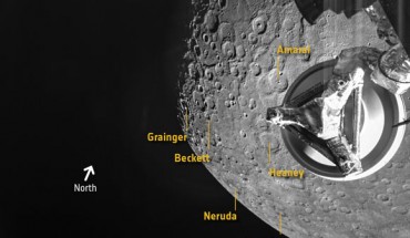 BepiColombo captured this view of Mercury on June 23, 2023 as the spacecraft flew past the planet for its second of six gravity assist maneuvers at Mercury. This image was taken at 09:51:07 UTC by the Mercury Transfer Module’s Monitoring Camera 3, when the spacecraft was 1,406 km from the surface of Mercury. Closest approach of 200 km took place shortly before, at 09:44 UTC. In this view, north is up. While clearly a heavily cratered region, this image also highlights some of Mercury’s volcanic history. Mercury’s smooth plains were formed by volcanic eruptions of runny lavas that spread across the planet 3.7 billion years ago -- such as the plains visible between BepiColombo’s high-gain antenna and towards Mercury’s limb. The eruptions that formed these plains did not commonly build volcanoes that we are familiar with on Earth. The floor of the 125-km-wide Heaney crater (next to BepiColombo’s high-gain antenna in the centre of this image) is covered in smooth volcanic plains, and a small mound is illuminated. This is a rare example of a candidate volcano on Mercury, which will be an important target for BepiColombo’s high resolution imaging suite once in orbit. North of Heaney, past the high-gain antenna, is the 105-km-wide Amaral crater with a clearly defined rim and a central peak cluster. The region surrounding Amaral is pockmarked with so-called secondary craters caused by material ejected from Amaral during its formation re-impacting onto the surface nearby. This texture is common around fresh craters on Mercury. Image credit: ESA / BepiColombo / MTM.