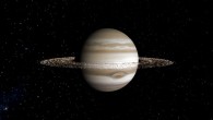 An artist’s rendering of Jupiter with rings that rival Saturn’s. Image credit: Stephen Kane / University of California, Riverside.
