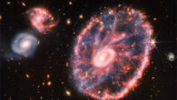 This image of the Cartwheel Galaxy and its companion galaxies is a composite from Webb’s NIRCam and MIRI instrument. Image credit: NASA / ESA / CSA / STScI / Webb ERO Production Team.