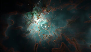 A simulated star-forming region where massive stars destroy their parent cloud. Image credit: STARFORGE.