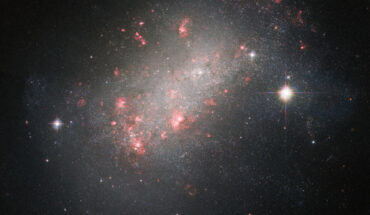 This Hubble image shows NGC 1156, a dwarf irregular galaxy located 25 million light-years away in the constellation of Aries. The color image was made from separate exposures taken in the ultraviolet, visible and near-infrared regions of the spectrum with Hubble’s Wide Field Planetary Camera 2 (WFPC2) and Advanced Camera for Surveys (ACS). It is based on data obtained through five filters. The color results from assigning different hues to each monochromatic image associated with an individual filter. Image credit: NASA / ESA / Hubble / R.B. Tully / R. Jansen / R. Windhorst.