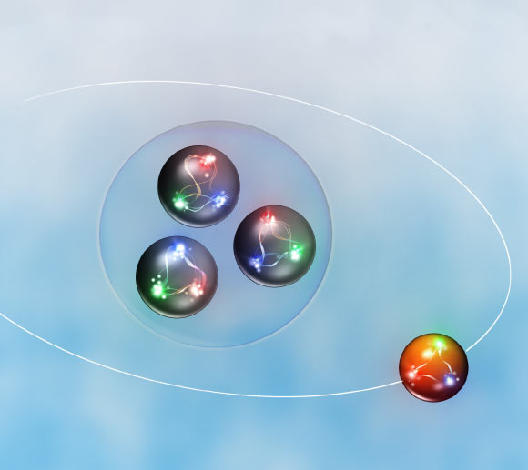 An artist’s impression of a light hypernucleus. Image credit: Keiko Murano / RIKEN.