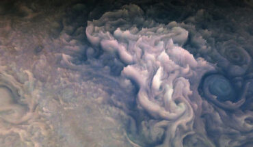 This image shows ‘frosted cupcake’ clouds in the atmosphere of Jupiter. The image was taken at a nominal altitude of 13,536.3 km above Jupiter’s cloud tops. image credit: NASA / JPL-Caltech / SwRI / MSSS / Gerald Eichstädt.