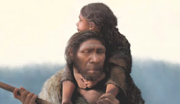 A Neanderthal father and his daughter. Image credit: Tom Bjorklund.