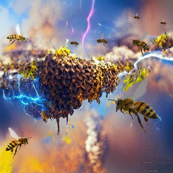 Honeybee swarm and atmospheric electricity. Image credit: Ellard Hunting.