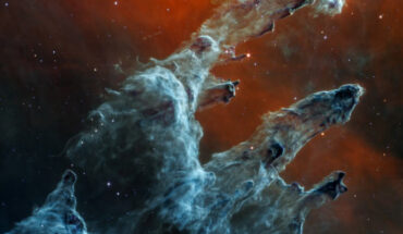 This image of Pillars of Creation includes mid-infrared observations from Webb’s MIRI instrument. Image credit: NASA / ESA / CSA / Webb / STScI / Joseph DePasquale, STScI / Alyssa Pagan, STScI.