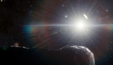 An artist’s impression of an asteroid that orbits closer to the Sun than Earth’s orbit. Image credit: DOE / FNAL / DECam / CTIO / NOIRLab / NSF / AURA / J. da Silva / Spaceengine.