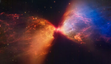 The protostar IRAS 04368+2557, shown in this Webb image, is embedded within LDN 1527, a cloud of material that is feeding its growth. Image credit: NASA / ESA / CSA / STScI / J. DePasquale, STScI.