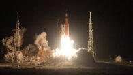 NASA’s Space Launch System carrying the Orion spacecraft launches on the Artemis I flight test from Launch Complex 39B at NASA’s Kennedy Space Center in Florida at 1:47 a.m. EST on November 16, 2022. Image credit: NASA / Joel Kowsky.