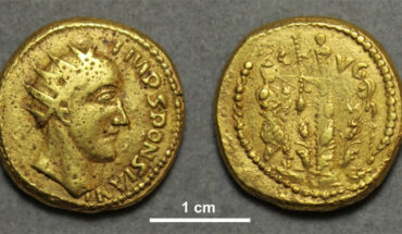A gold coin of the Roman emperor Sponsian. Image credit: Pearson et al., doi: 10.1371/journal.pone.0274285.
