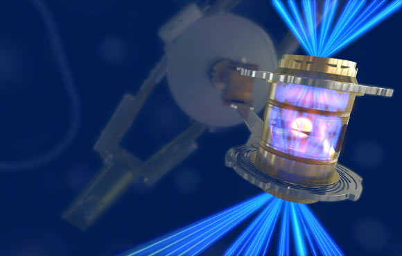 To create fusion ignition, NIF’s laser energy is converted into X-rays inside the hohlraum, which then compress a fuel capsule until it implodes, creating a high temperature, high pressure plasma. Image credit: National Ignition Facility, Lawrence Livermore National Laboratory.