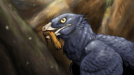 Life reconstruction of Microraptor zhaoianus eating the foot of a small mammal. Image credit: Ralph Attanasia III.