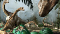 Adult individuals of Europasaurus holgeri watch over the newly-hatched chicks which are leaving the nest to join their herd. Image credit: Davide Bonadonna.
