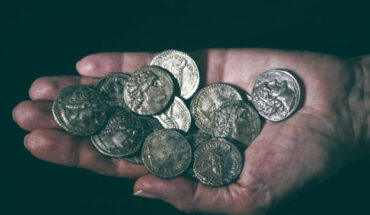 The 2,200-year-old silver tetradrachma coins found in Israel. Image credit: Shai Halevi, Israel Antiquities Authority.