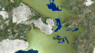 This map illustrates the geography of Beringia, the land bridge that formed between North America and Asia during the last glaciation. Humans crossed Beringia from Asia to North America during the glacial period depicted on this map. Lakes and drainages have been reconstructed to provide a better perspective on the environment of the land mass according to bathymetric data having a grid spacing of 1 km (100 m for Norton Sound). Some of the lake basins are shallow and may have been wetlands rather than open water bodies. Image credit: J.D. Bond / Yukon Geological Survey / Government of Yukon.