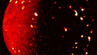 The volcano-laced surface of Jupiter’s moon Io was captured in infrared by the Jovian Infrared Auroral Mapper (JIRAM) imager aboard NASA’s Juno spacecraft as it flew by at a distance of was about 80,000 km (50,000 miles) on July 5, 2022. Brighter spots indicate higher temperatures in this image. Image credit: NASA / JPL-Caltech / SwRI / ASI / INAF / JIRAM.
