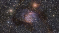 This image of Sh2-54 was taken in infrared light using ESO’s VISTA telescope. Image credit: ESO / VVVX.