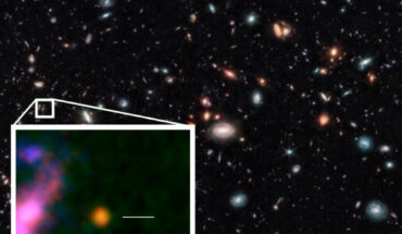This image shows the distant galaxy GHZ2/GLASS-z12. Image credit: NASA / ESA / CSA / T. Treu, UCLA / NAOJ / T. Bakx, Nagoya University.