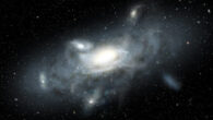 An artist’s impression of our Milky Way Galaxy in its youth. The Sparkler galaxy provides a snap-shot of an infant Milky Way as it accretes mass over cosmic time. Image credit: James Josephides, Swinburne University.