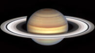 This Hubble image heralds the start of Saturn’s ‘spoke season’ with the appearance of two smudgy spokes in the B ring, on the left in the image. Image credit: NASA / ESA / Amy Simon, NASA’s Goddard Space Flight Center / Alyssa Pagan, STScI.