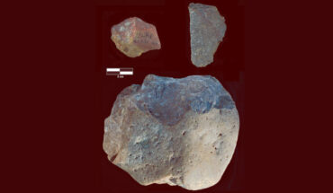 Oldowan tools from the site of Nyayanga in Kenya: a dorsal flake, a ventral flake, and a core. Image credit: Plummer et al., doi: 10.1126/science.abo7452.